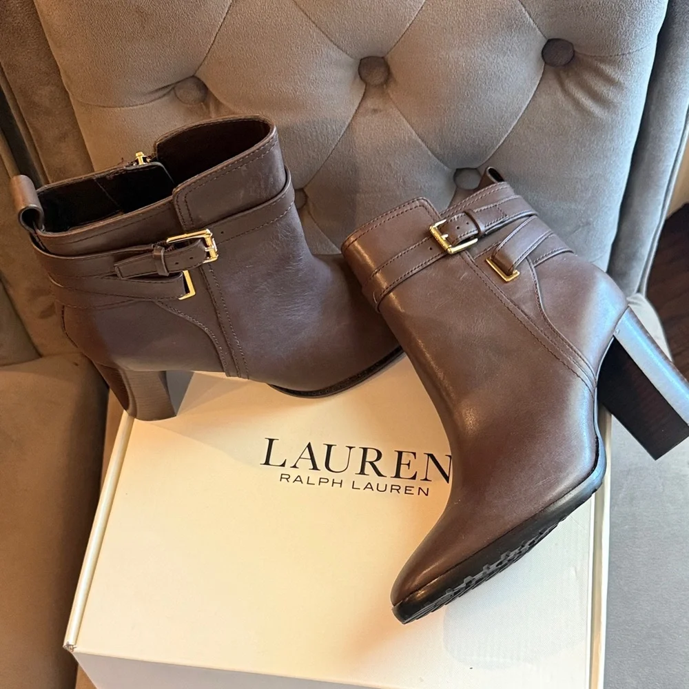 ⏰🔻🚨Ralph Lauren Madisyn Burnished Leather Bootie || Size 10B || NWB!! - Picture 2 of 4